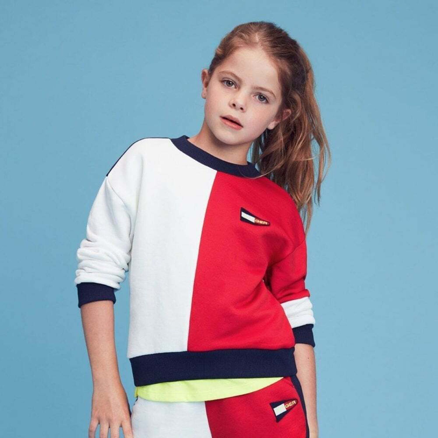 Girls Red, White & Blue Logo Sweatshirt, 1, hi-res