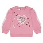 Younger Girls Pink Floral Tracksuit, 1, hi-res