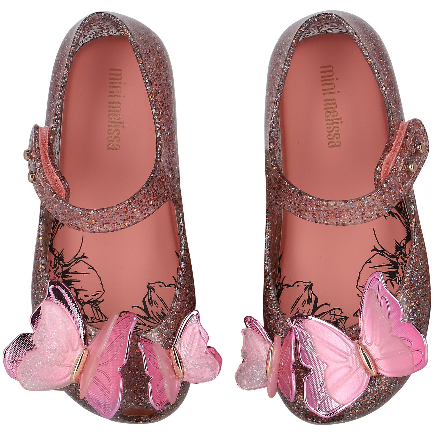 حذاء فراشة حذاء جيلي باللون الوردي للبنات, 1, hi-res