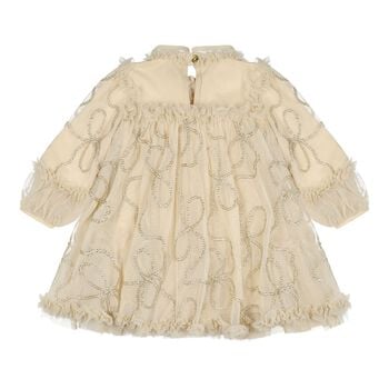 Baby Girls Beige 3D Chain Tulle Hazel Dress