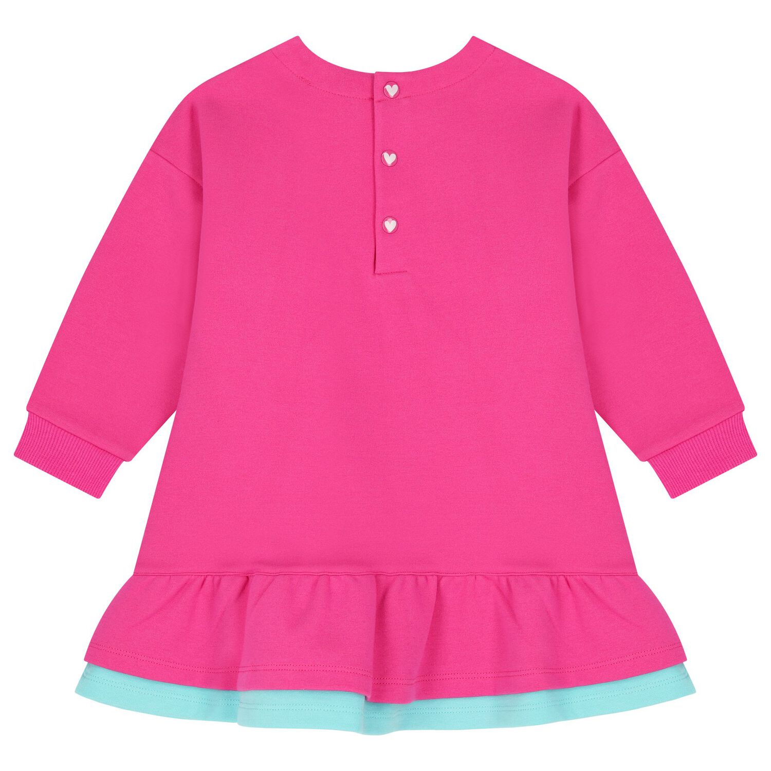 طقم فستان بنات بالشعار باللون الوردي, 1, hi-res image number null