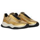 Girls Gold Logo Trainers, 1, hi-res