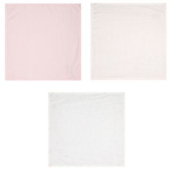 Baby Girls Ivory & Pink Muslin Swaddles ( 3-Pack )