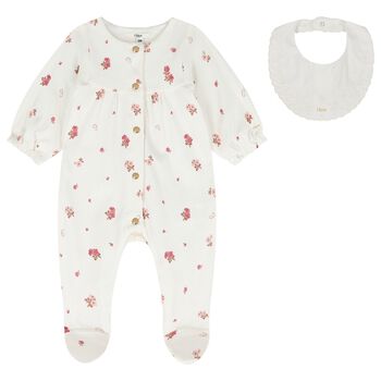 Baby Girls Ivory Floral Babygrow Gift Set