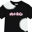 فستان بنات بالشعار باللون الأسود والأبيض, 1, hi-res