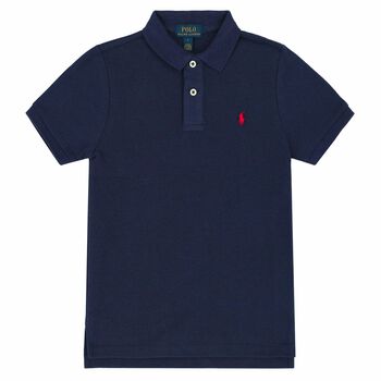 Boys Navy Slim Fit Logo Polo Shirt