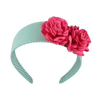 Girls Green & White Floral Headband