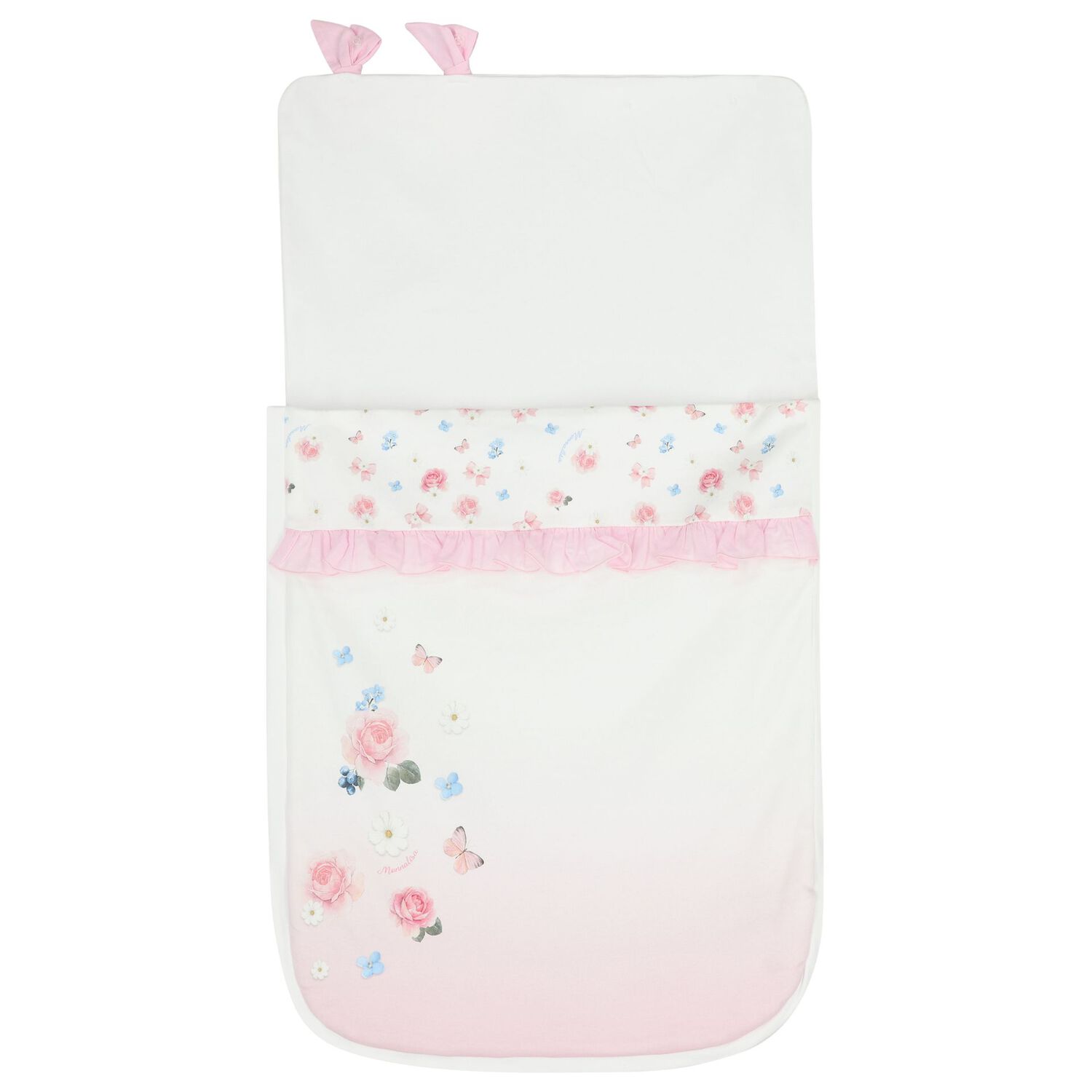 مدس بنات بطبعة الزهور المكشكشة باللون الأبيض والوردي, 1, hi-res