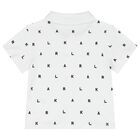 طقم شورت أولاد بالشعار باللون الأبيض والبيج, 1, hi-res