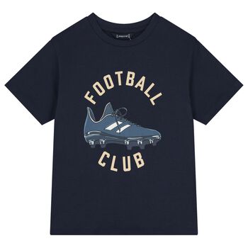 Boys Navy Blue Football T-Shirt