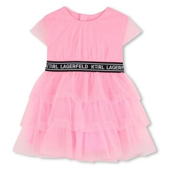 Girls Pink Logo Tulle Dress