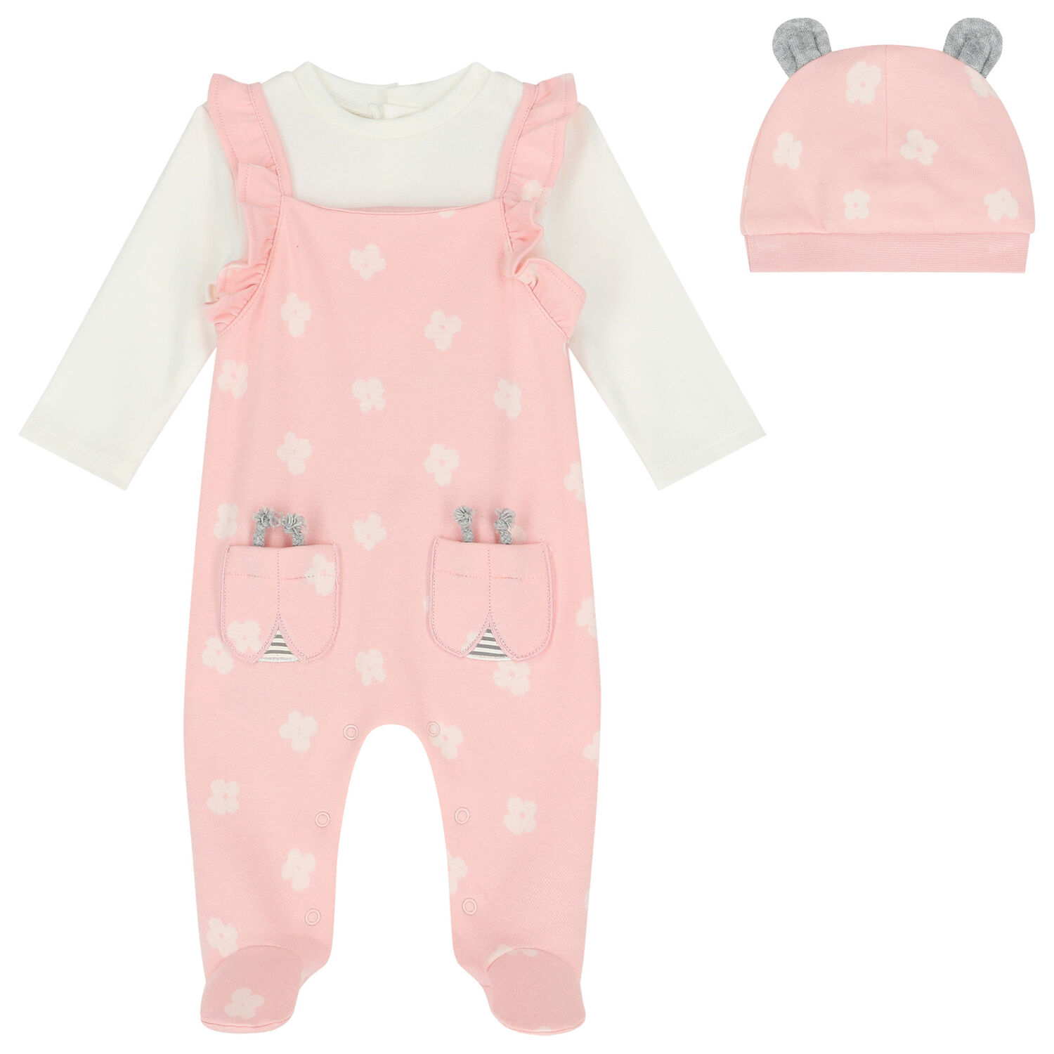 Girls Pink Babygrow & Hat Set, 1, hi-res image number null