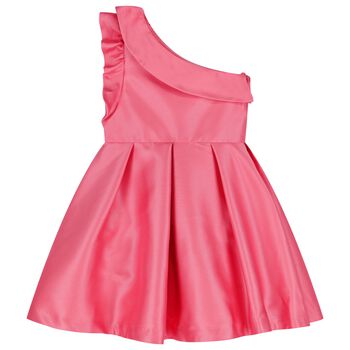 Girls Pink Asymmetric Dress