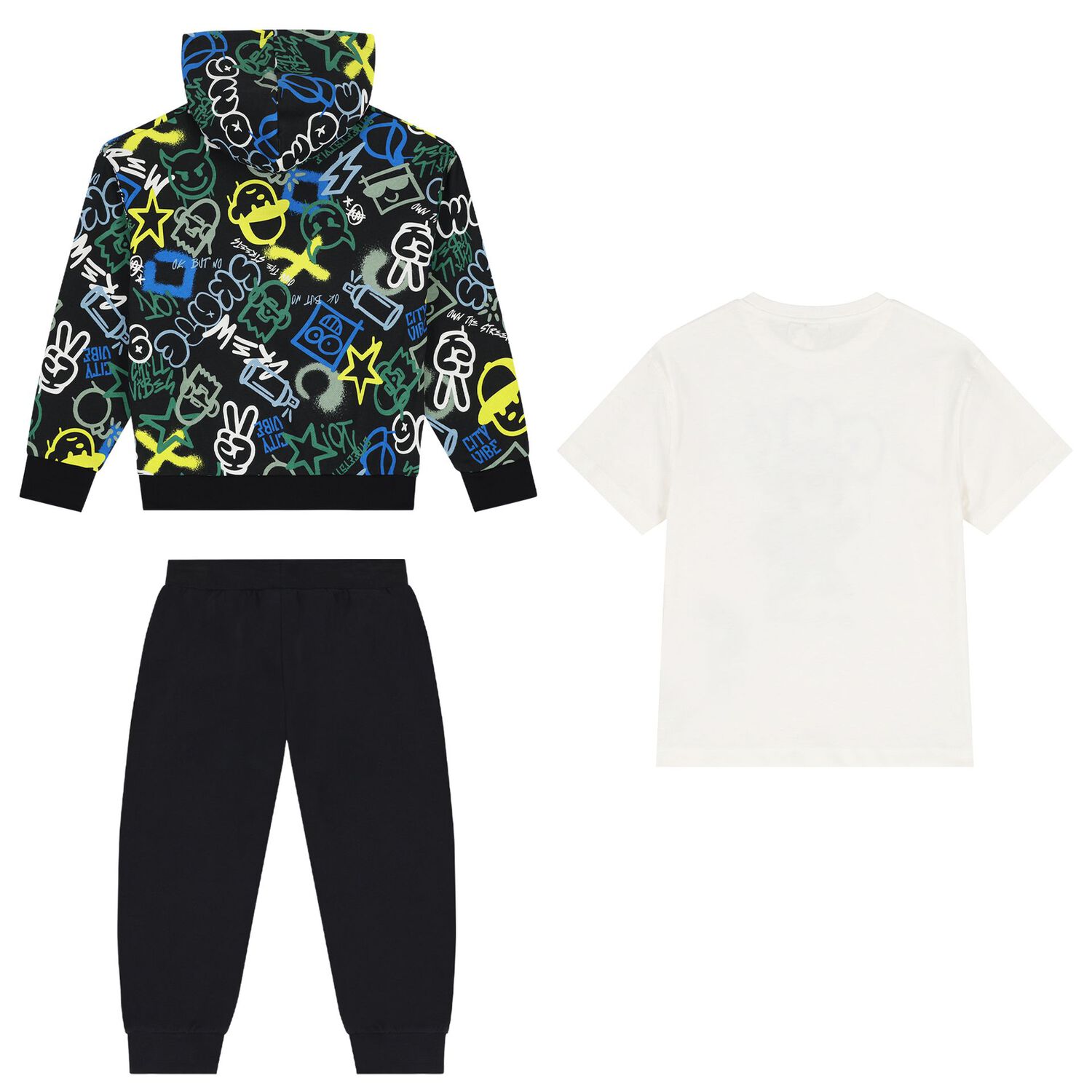 Boys Black & White Tracksuit Set, 1, hi-res