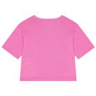 طقم شورت بنات  بشعار باللون الوردي و البرتقالي, 1, hi-res