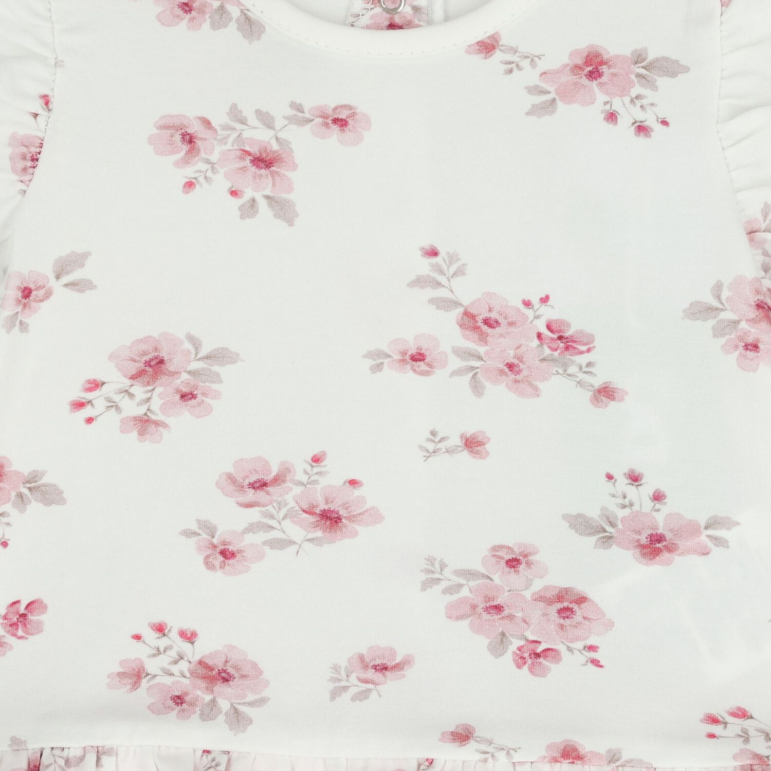 طقم رومبير زهري وأبيض مزين بالزهور للفتيات الصغيرات, 1, hi-res