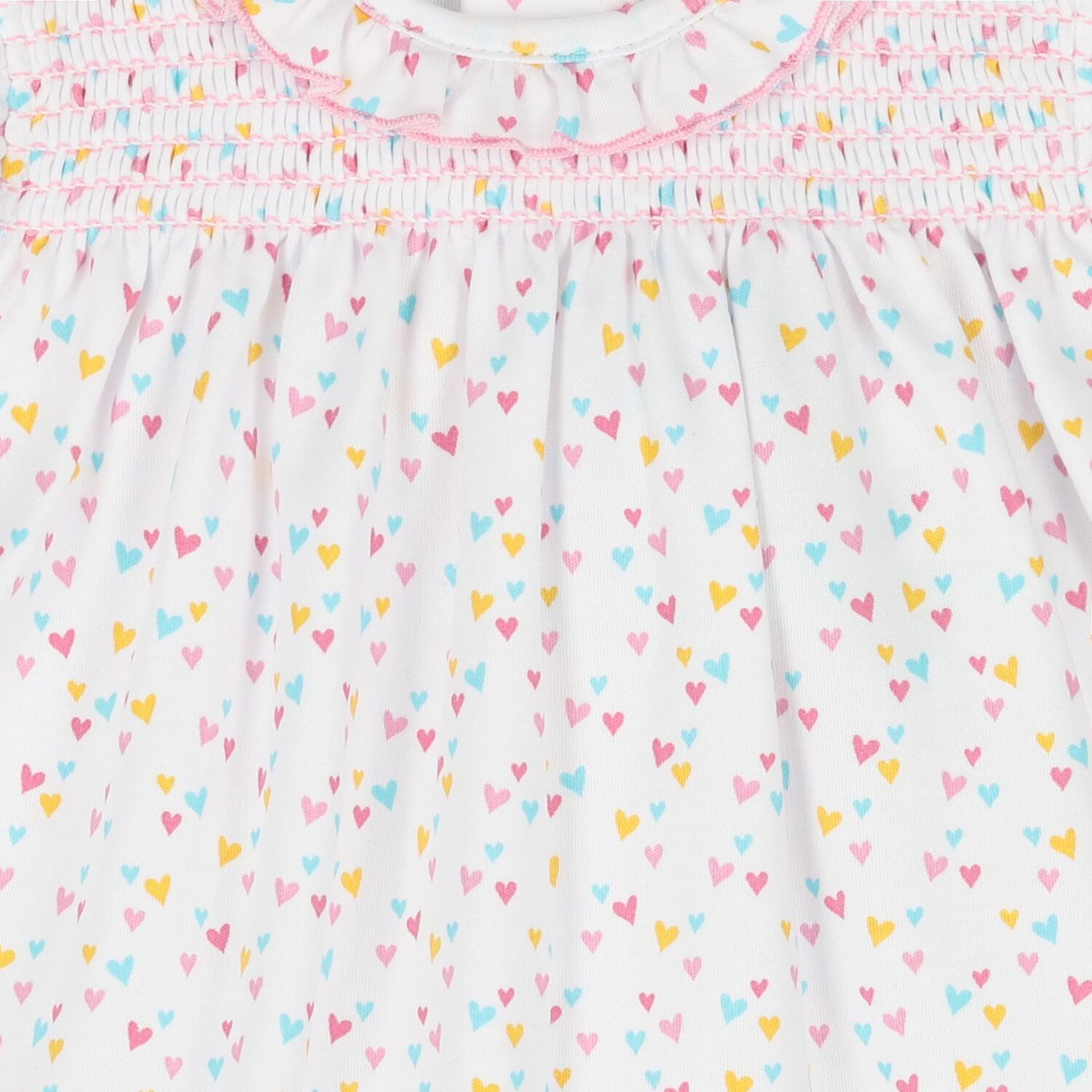 Baby Girls White & Pink Heart Romper, 1, hi-res
