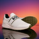 Boys White Logo Trainers, 2, hi-res
