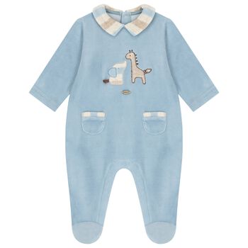 Baby Boys Blue Logo Babygrow