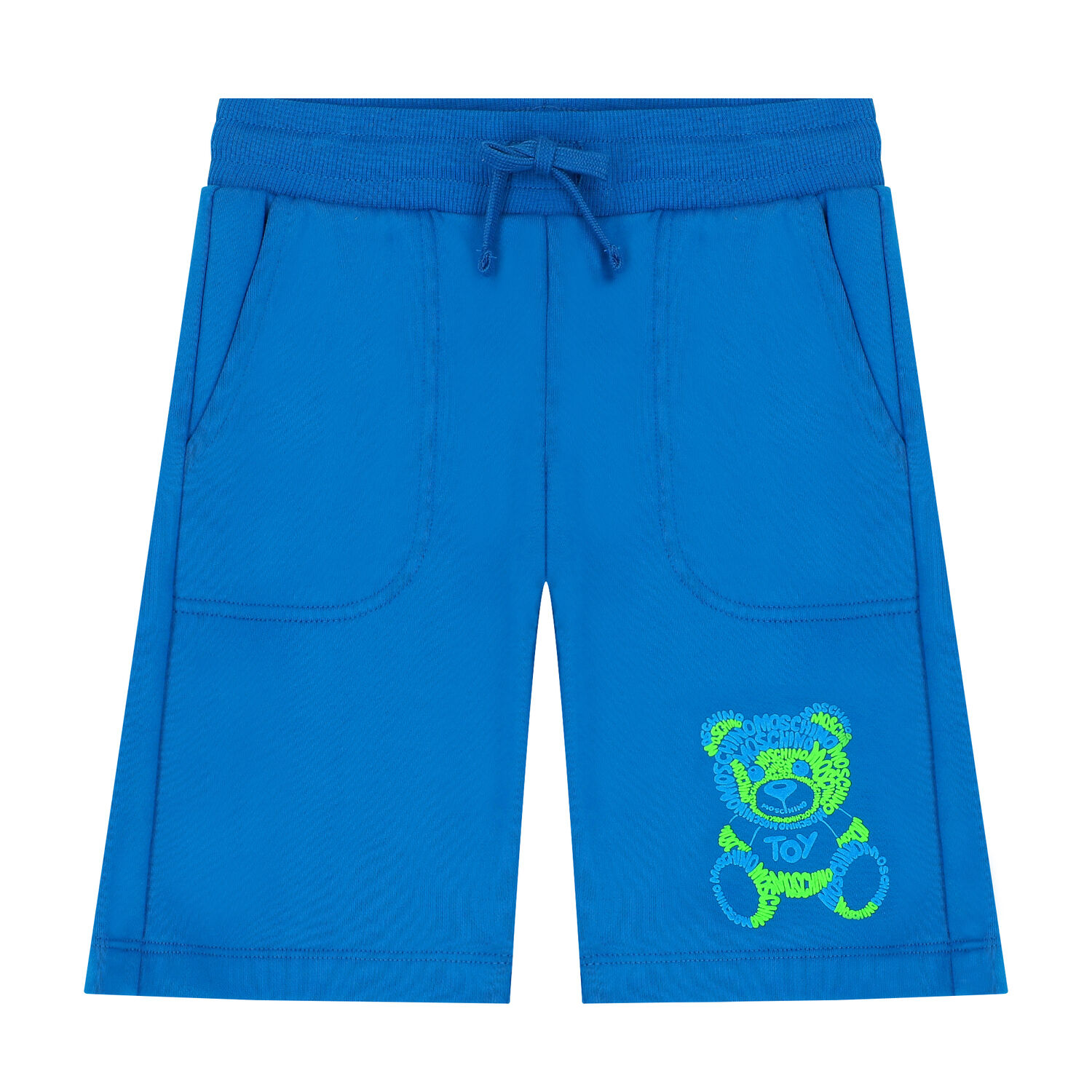 Boys White & Blue Teddy Logo Shorts Set, 1, hi-res