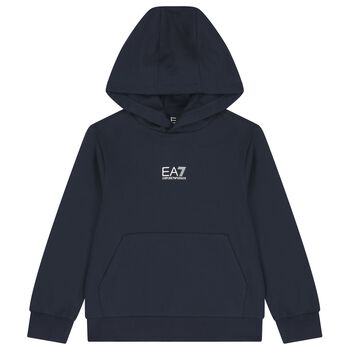 Boys Navy Blue Logo Hooded Top