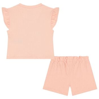 Girls Pink Logo Shorts Set