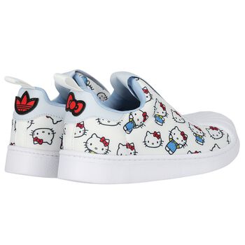 Girls White Superstar Hello Kitty Trainers