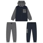 Boys Navy Blue & Grey Tracksuit Set ( 3 Piece ), 3, hi-res