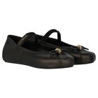 Girls Black Bow Shoes, 1, hi-res