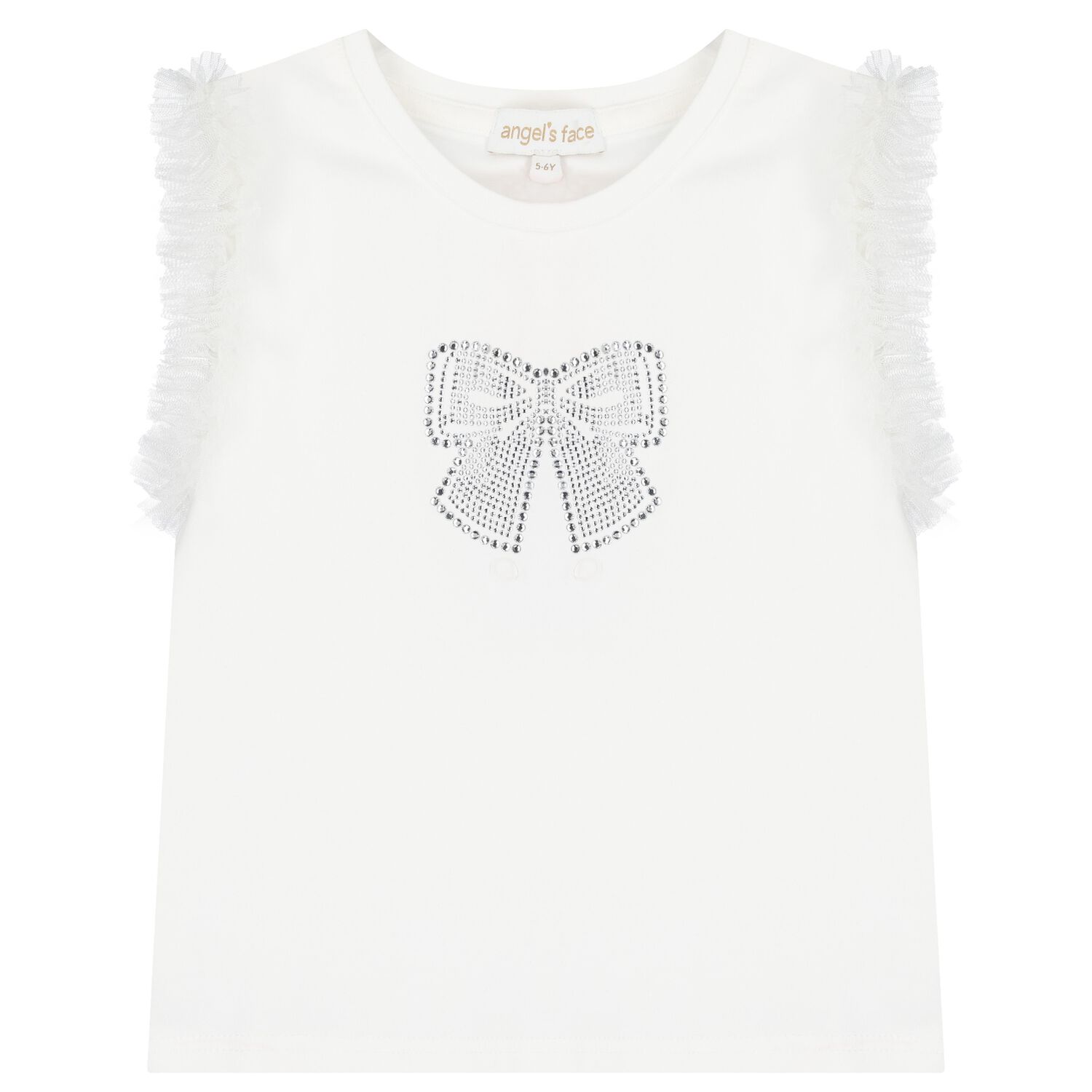 Girls White Diamante Bow Top, 2, hi-res image number null