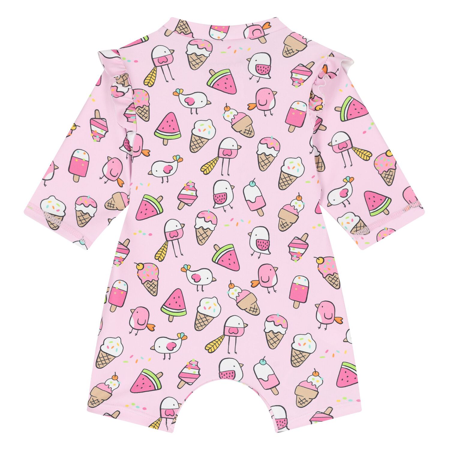 Baby Girls Pink Sun Suit & Hat Set (UPF40+), 2, hi-res image number null