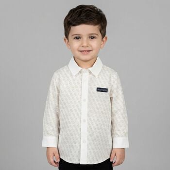 Younger Boys White Logo Shirt