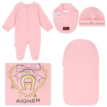 Baby Girls Pink Logo Baby Set