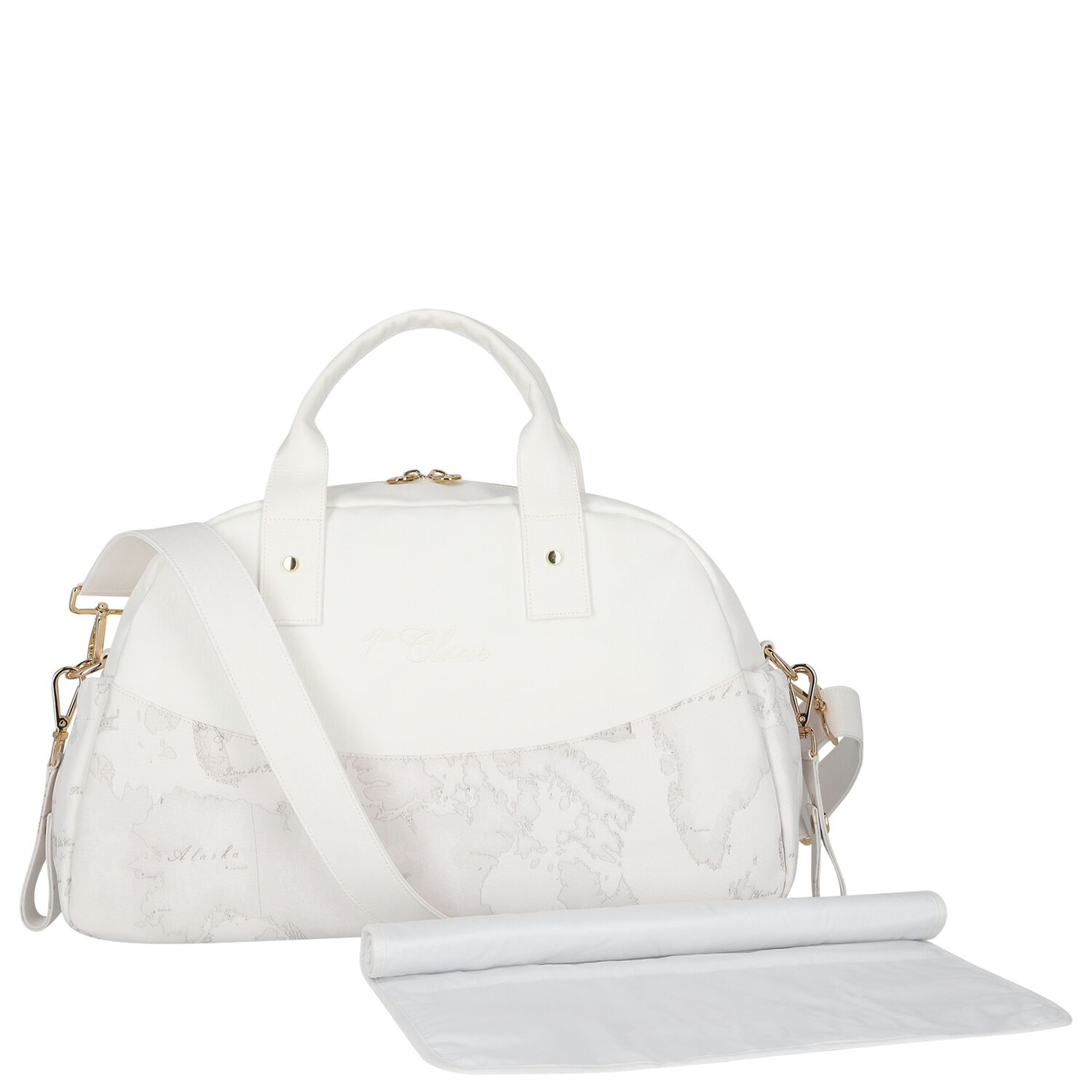 White Geo Map Baby Changing Bag , 2, hi-res