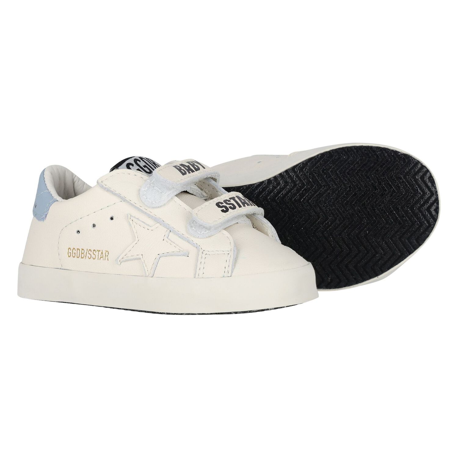 طقم أحذية ما قبل المشي من الجلد باللون العاجي والأزرق, 1, hi-res