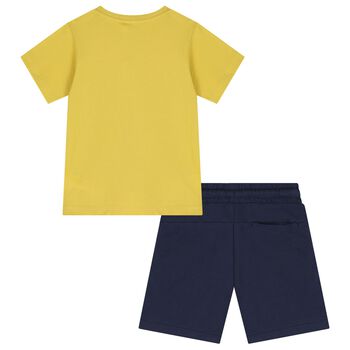 Boys Yellow & Navy Blue Shorts Set