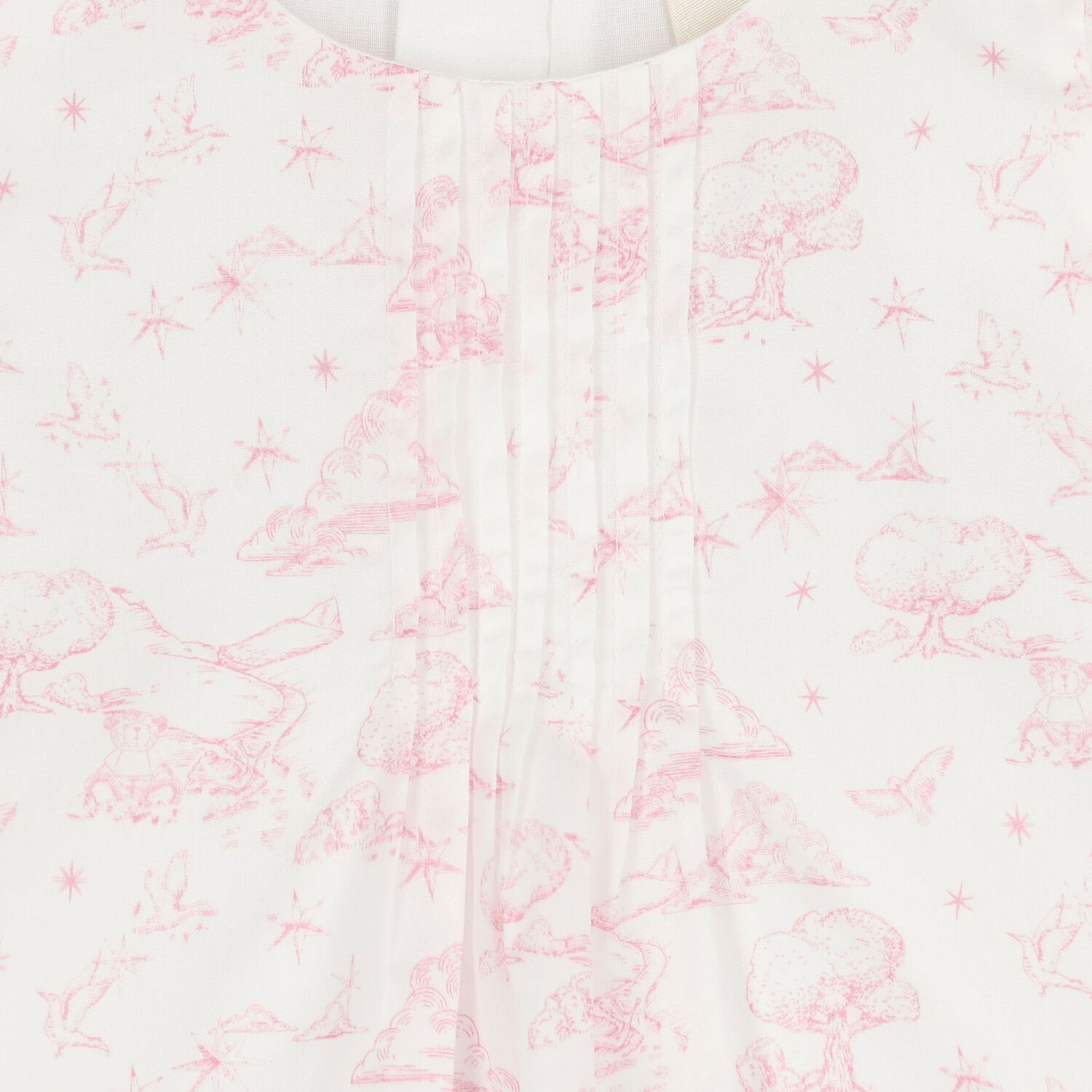 Baby Girls White & Pink Toile de Jouy Dress Set, 1, hi-res
