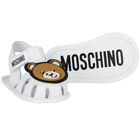 White Teddy Bear Logo Baby Sandals, 1, hi-res
