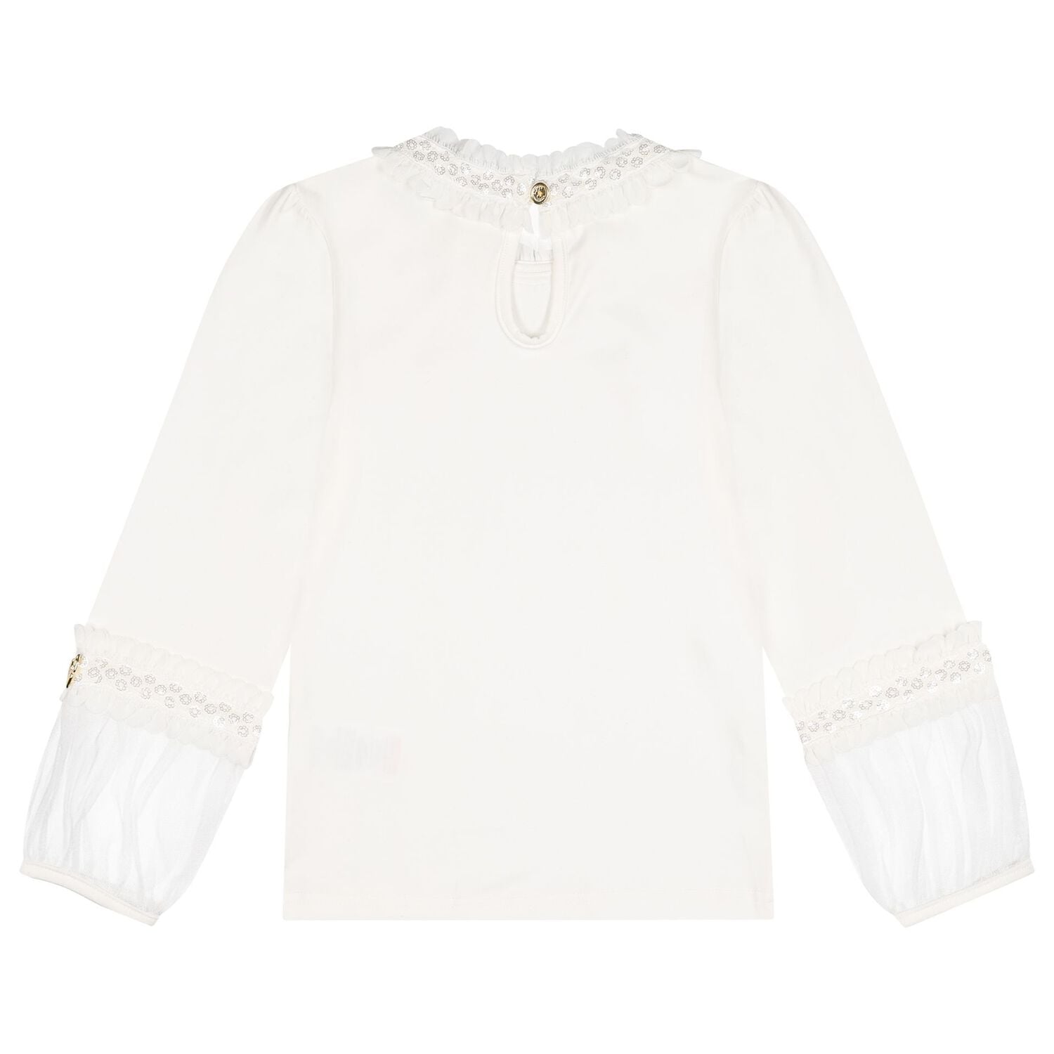 Girls White Embellished Hayley Long Sleeve Top , 2, hi-res