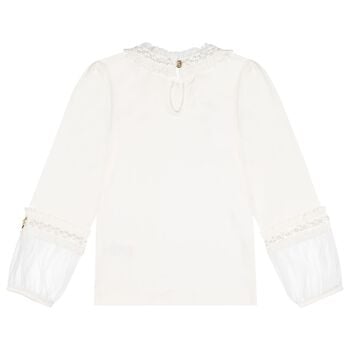 Girls White Embellished Hayley Long Sleeve Top 