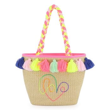 Girls Beige Straw Bag