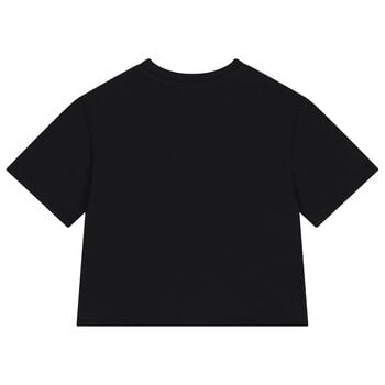 Girls Black Embellished Logo T-Shirt