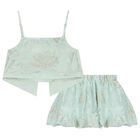 تنورة جاكار باللون الاخضر للبنات, 1, hi-res