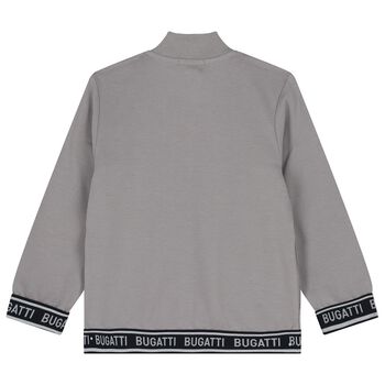 Boys Grey Logo Zip Up Top