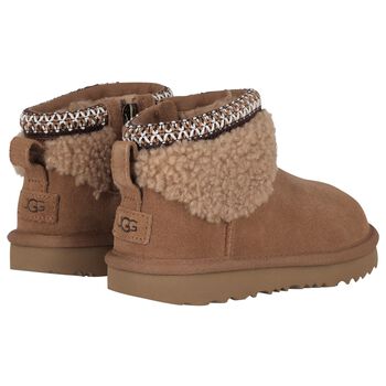 Girls Beige Classic Ultra Mini Suede Boots