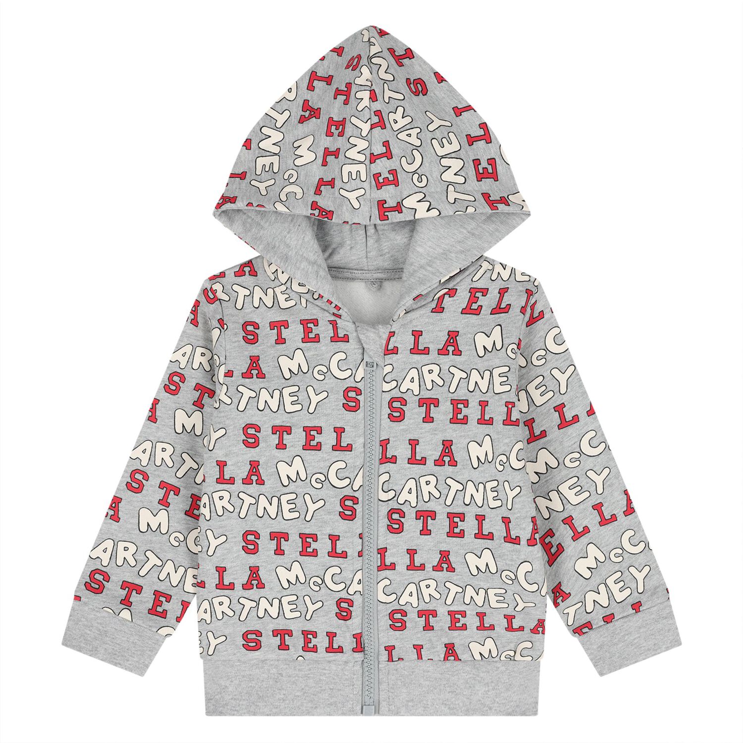 Younger Boys Grey Logo Hooded Zip Up Top, 1, hi-res