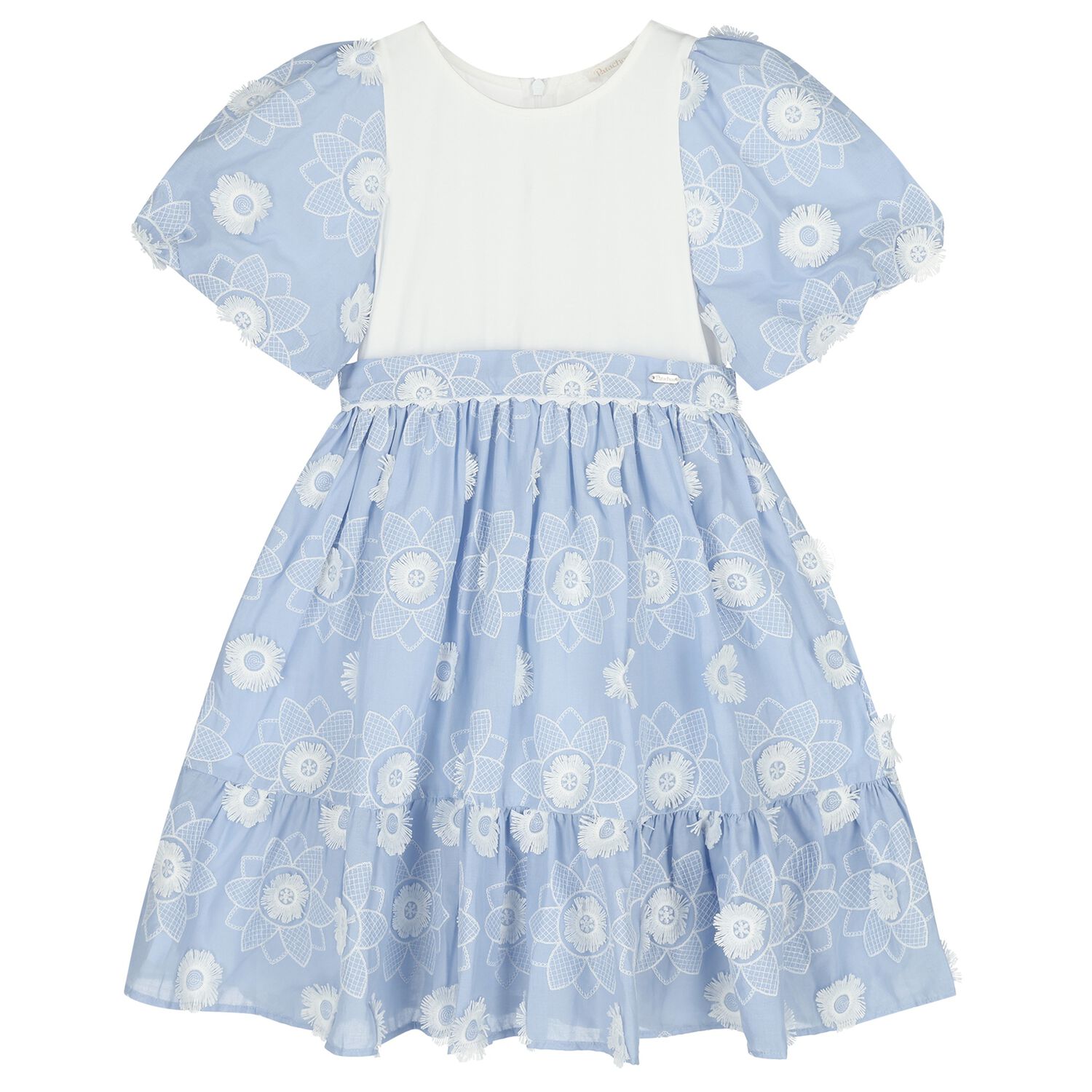Girls Blue & White Floral Dress, 1, hi-res