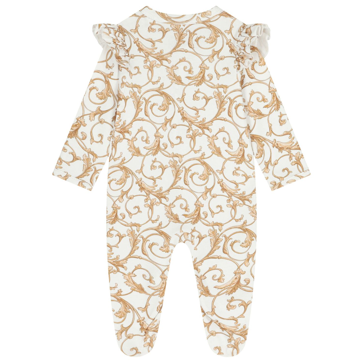 Baby Girls White & Gold Babygrow, 1, hi-res