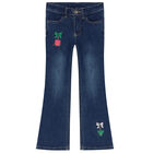 Girls Blue Denim Logo Trousers, 1, hi-res
