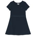 Girls Navy Blue Logo Dress, 1, hi-res